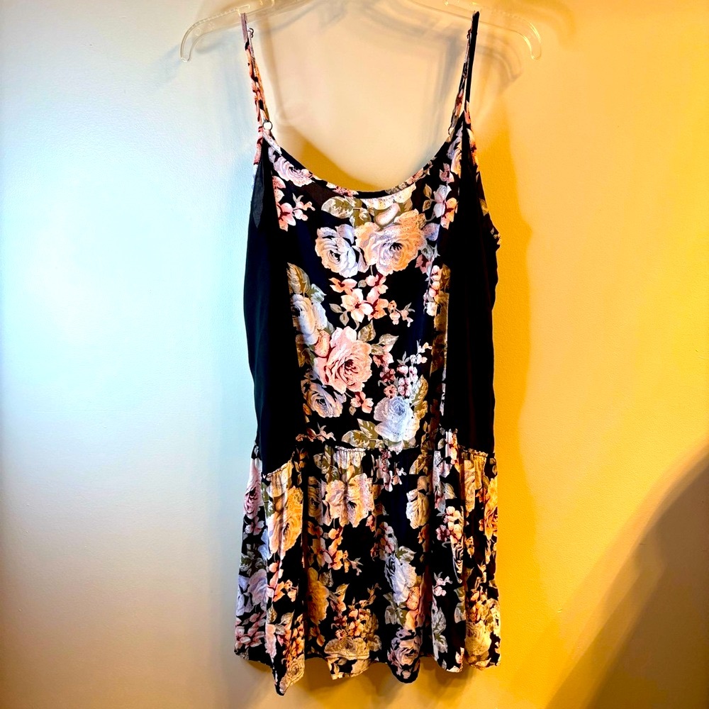 Volcom Floral Spaghetti Strap Drop Waisted Dress. Size L 14 Fits Like Women’s S